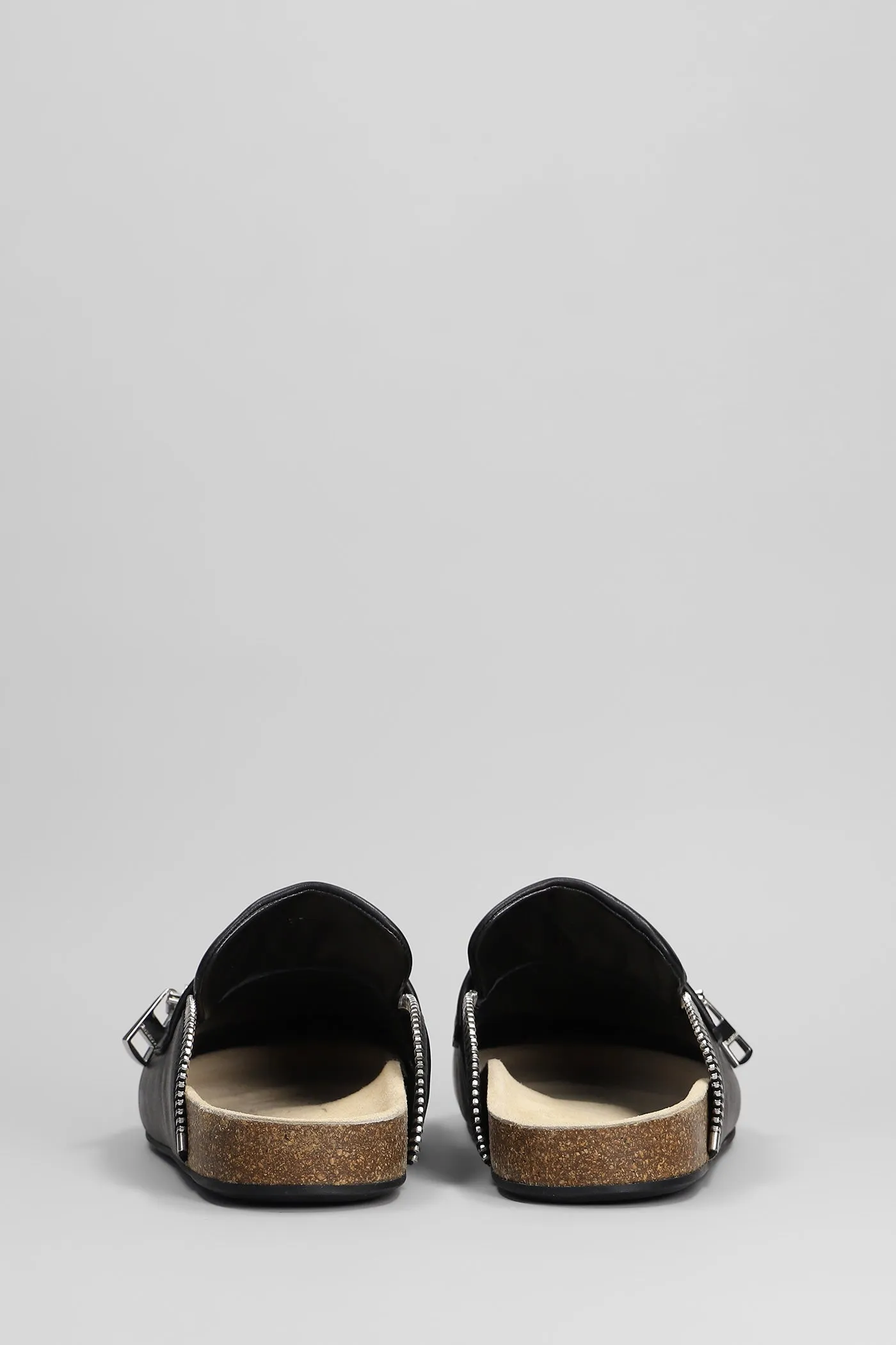Biker loafer Slipper-Mule in black leather