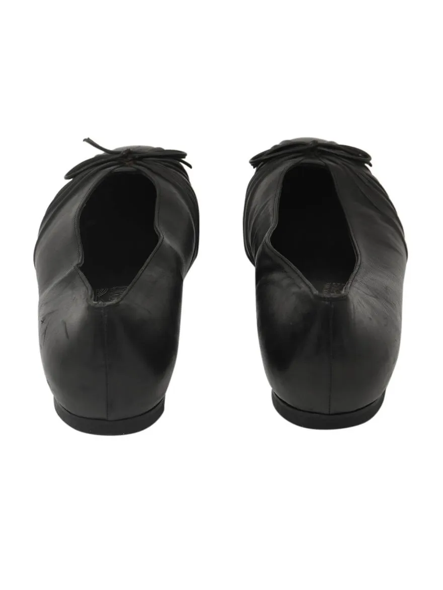Black Leather Ballerina/Size-9D
