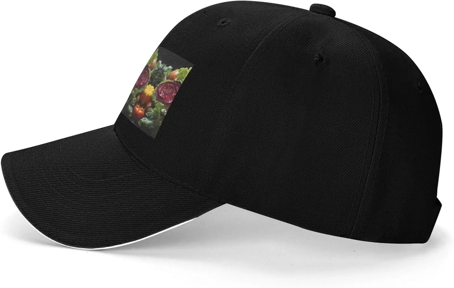 Black Stylish Baseball Cap for Men and Women â€“ Fresh Cabbage Print Perfect for Sports, Travel, and Outdoor Activities