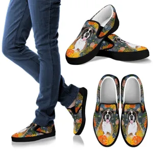 Boxer Dog Floral Slip Ons Shoes For Dog Mom