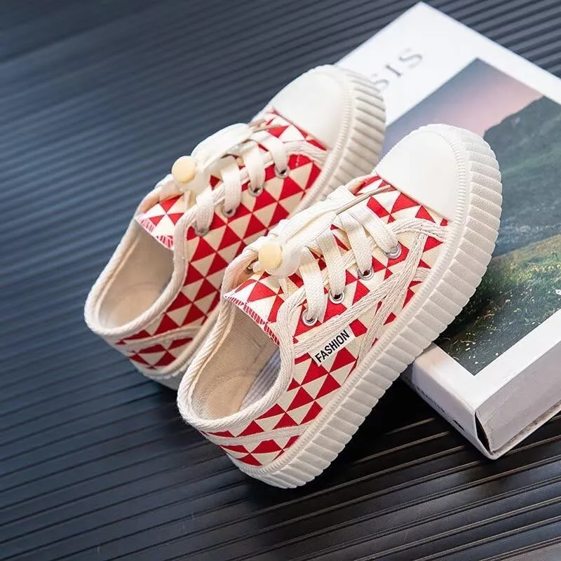 Boys Girls Shoes Kids Canvas Sneakers with Buckle Elastic Shoelaces(Toddler/Little Kid/Big Kid)