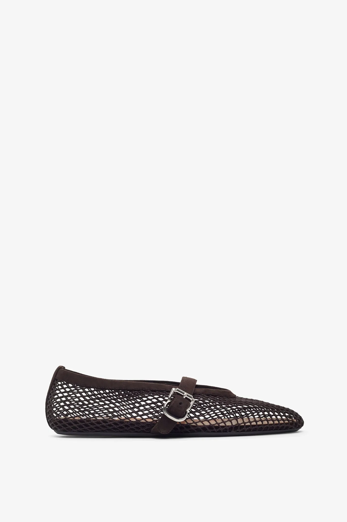 Brown mesh ballet flats