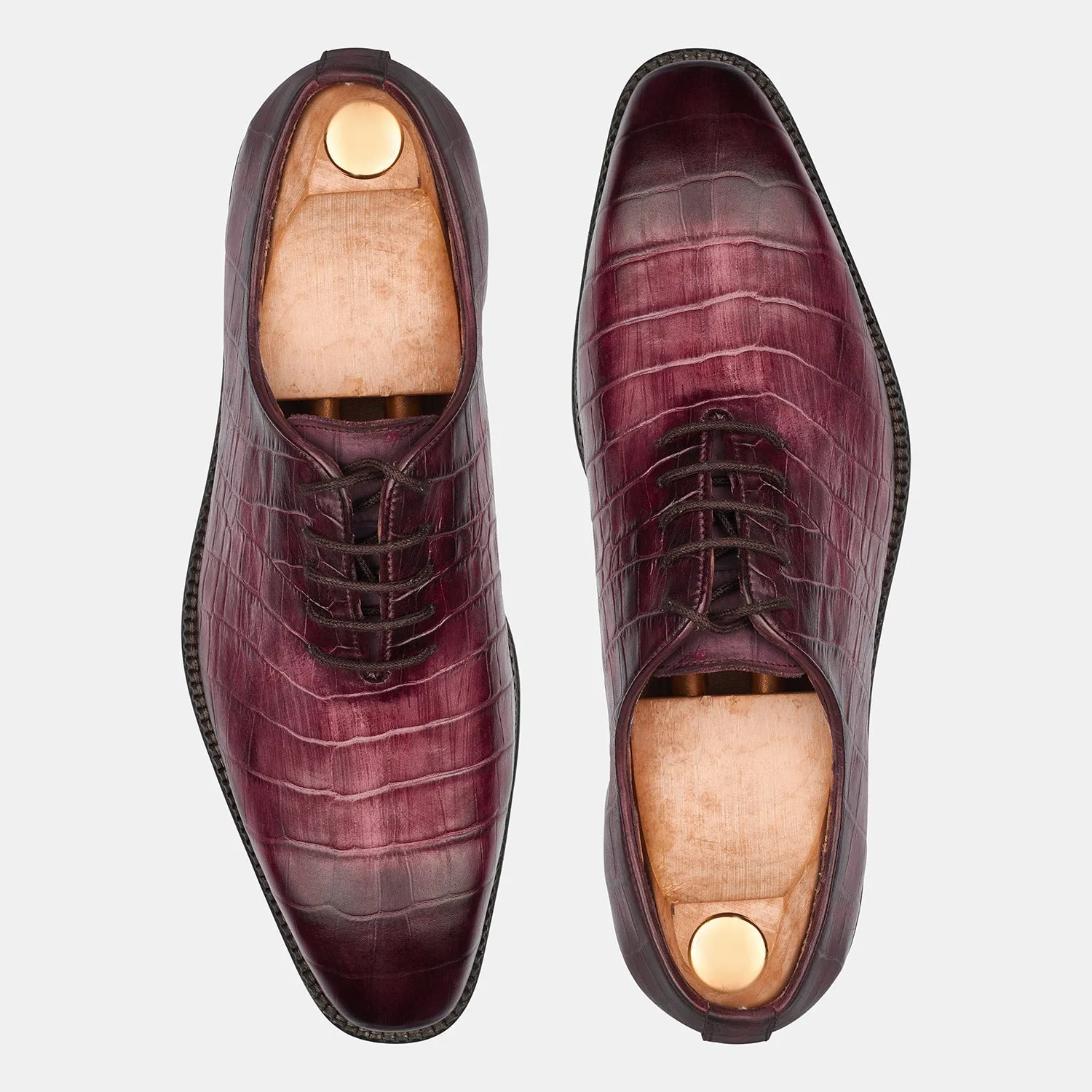 Burgundy Daniel Party Wear Crocodile Shoes