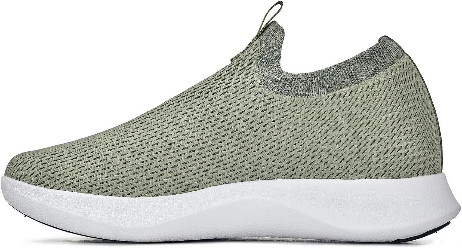 CALTO Men's Invisible Height Increasing Elevator Shoes - Olive Green Ultra Lightweight Slip-on Sneakers - 2.4 Inches Taller - Q073 - Size 9 D(M) US