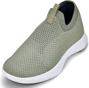 CALTO Men's Invisible Height Increasing Elevator Shoes - Olive Green Ultra Lightweight Slip-on Sneakers - 2.4 Inches Taller - Q073 - Size 9 D(M) US