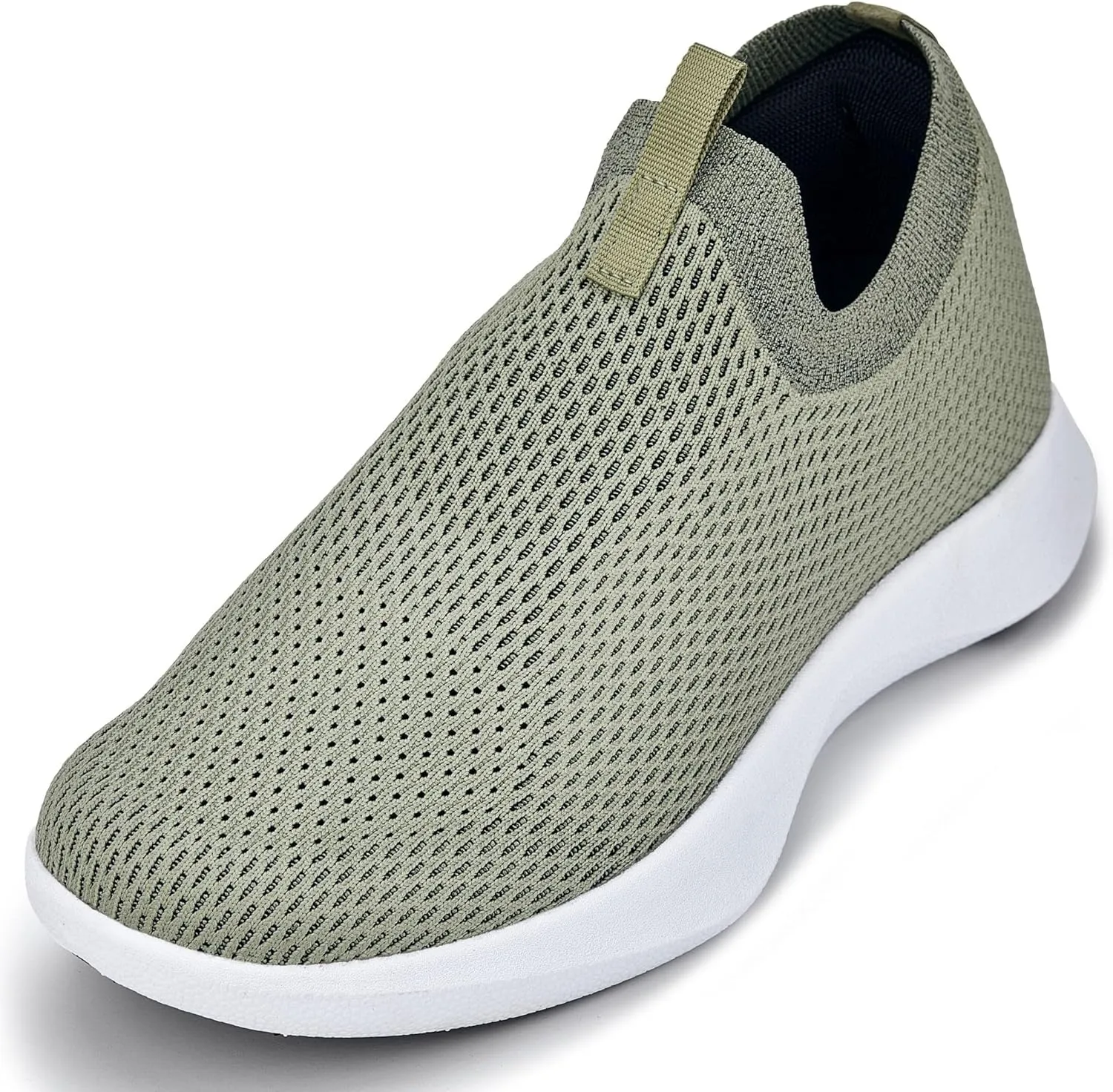 CALTO Men's Invisible Height Increasing Elevator Shoes - Olive Green Ultra Lightweight Slip-on Sneakers - 2.4 Inches Taller - Q073 - Size 9 D(M) US
