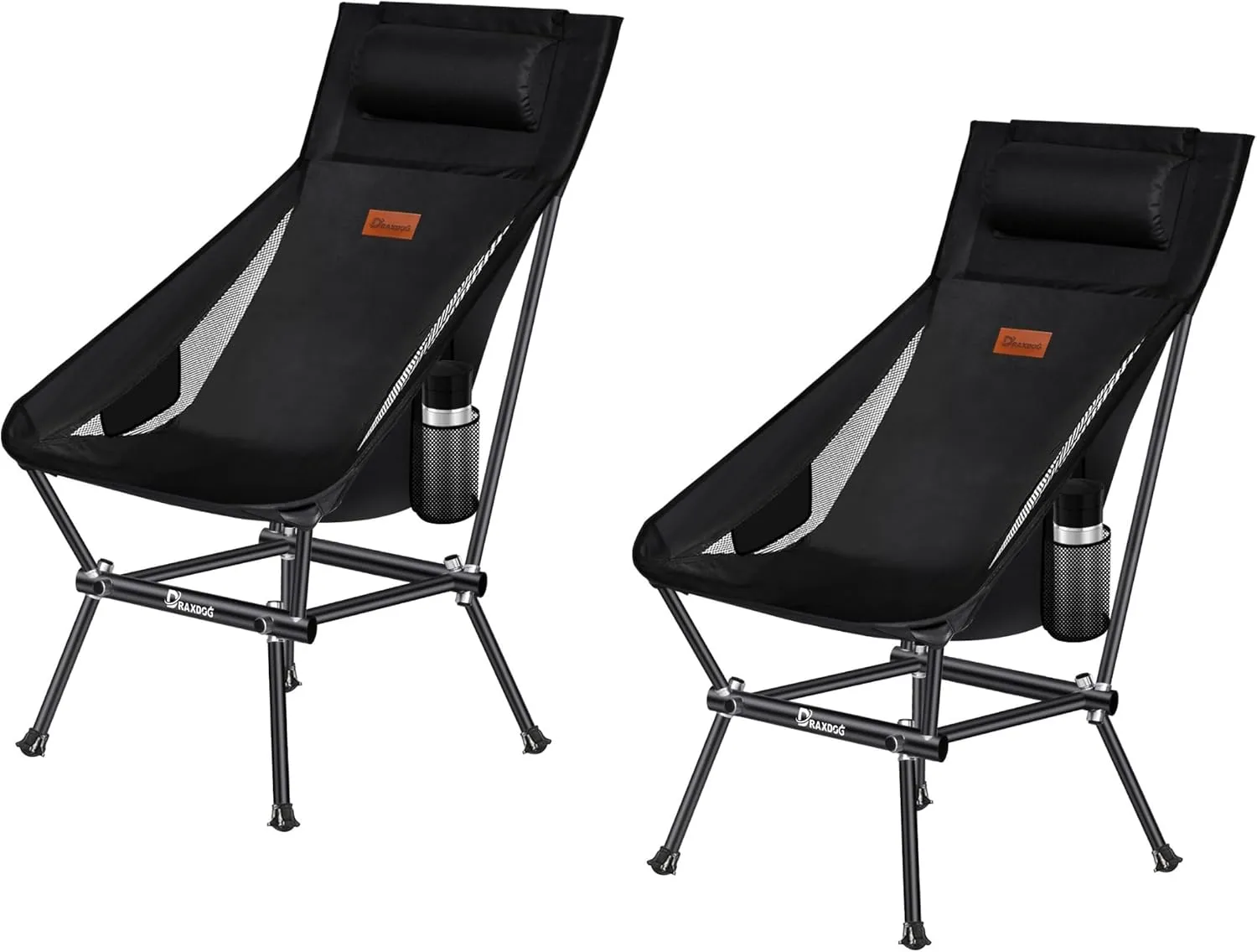 Camping Chair, Patented for Invention, Backpack, Compact Portable Folding Chair, Outdoor Camp, Lawn, Beach High Back Chair with Side Pocket, Lightweight Hiking Chair BD-ZZ (Black 2 Pack)