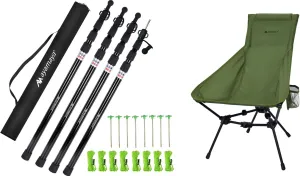 Camping Chiar   Tarp Poles, 4 Pcs Telescoping Tent Poles, Ultralight High Back Folding Chairs with Side Pockets for Outdoors Camping Backpacking
