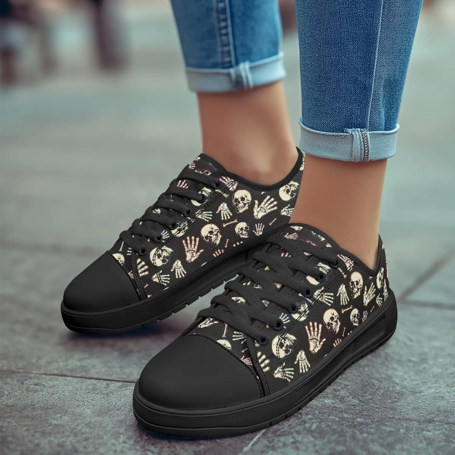 Canvas Shoes for Women Classic Slip On Tennis Shoes Lace Up Low Top Design Sneakers