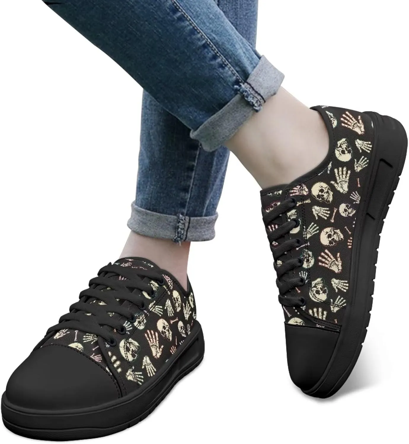 Canvas Shoes for Women Classic Slip On Tennis Shoes Lace Up Low Top Design Sneakers