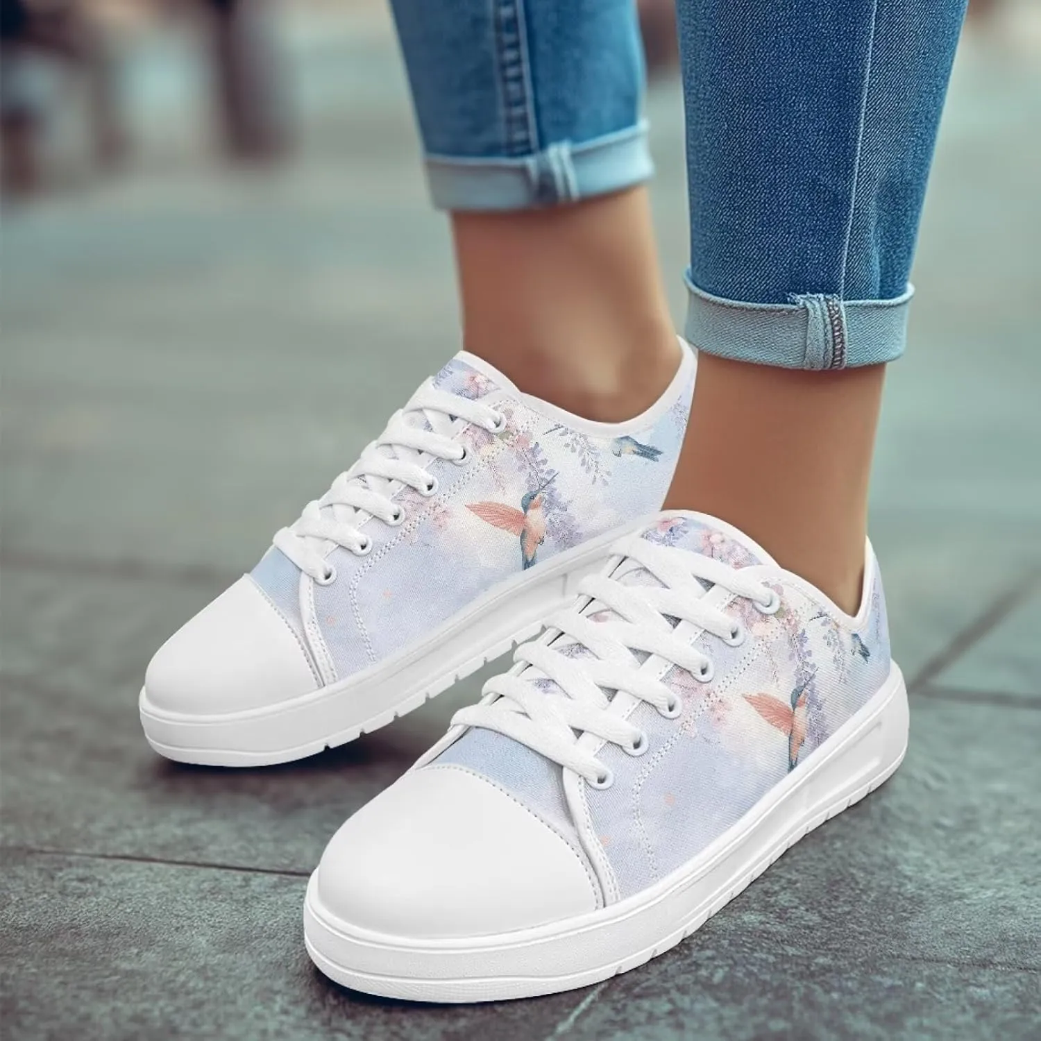 Canvas Slip on Shoes for Women Trendy Low Top Barefoot Sneakers Lace Up Design Walking Flats