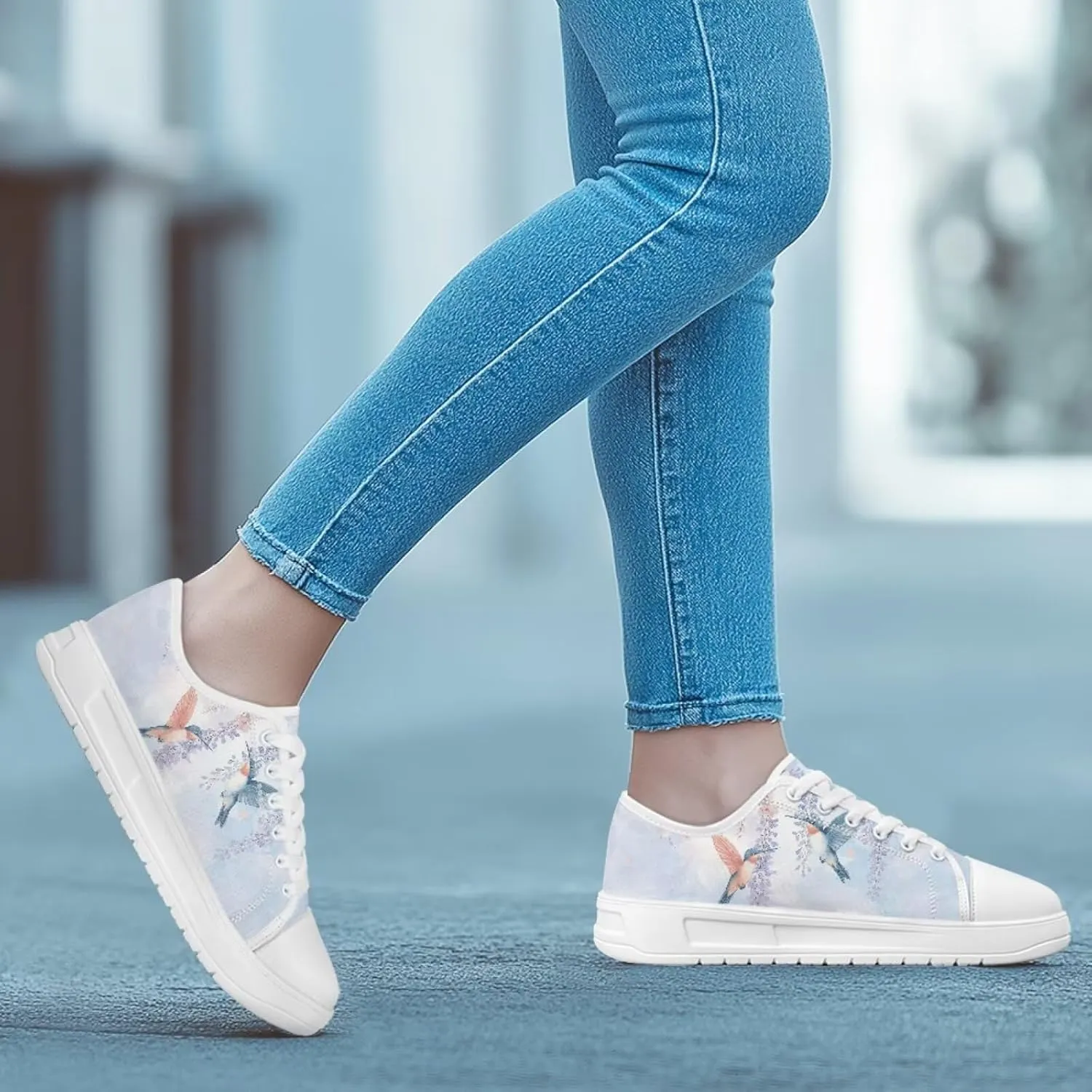 Canvas Slip on Shoes for Women Trendy Low Top Barefoot Sneakers Lace Up Design Walking Flats