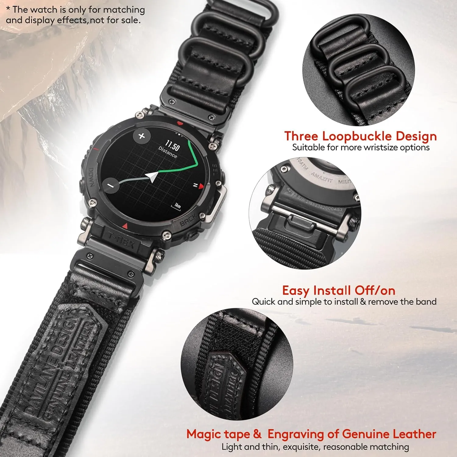 Canvas Watch Band Sports Strap Compatible With Huami Amazfit T-Rex/T-Rex 2/T-Rex Pro/T-Rex Ultra,New Upgraded Connector Design