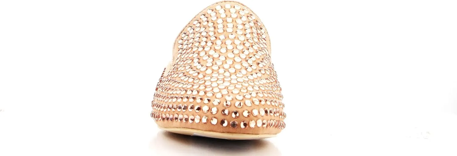 Cape Robbin Pixie-2 Women Pointed Toe Slip On Slides Mules Rhinestone Bling Flats Black