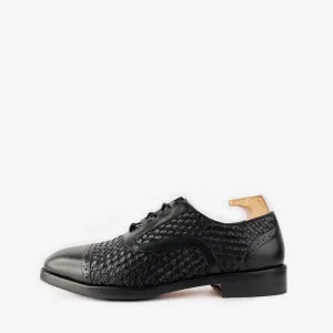Cashel Black Woven Oxfords