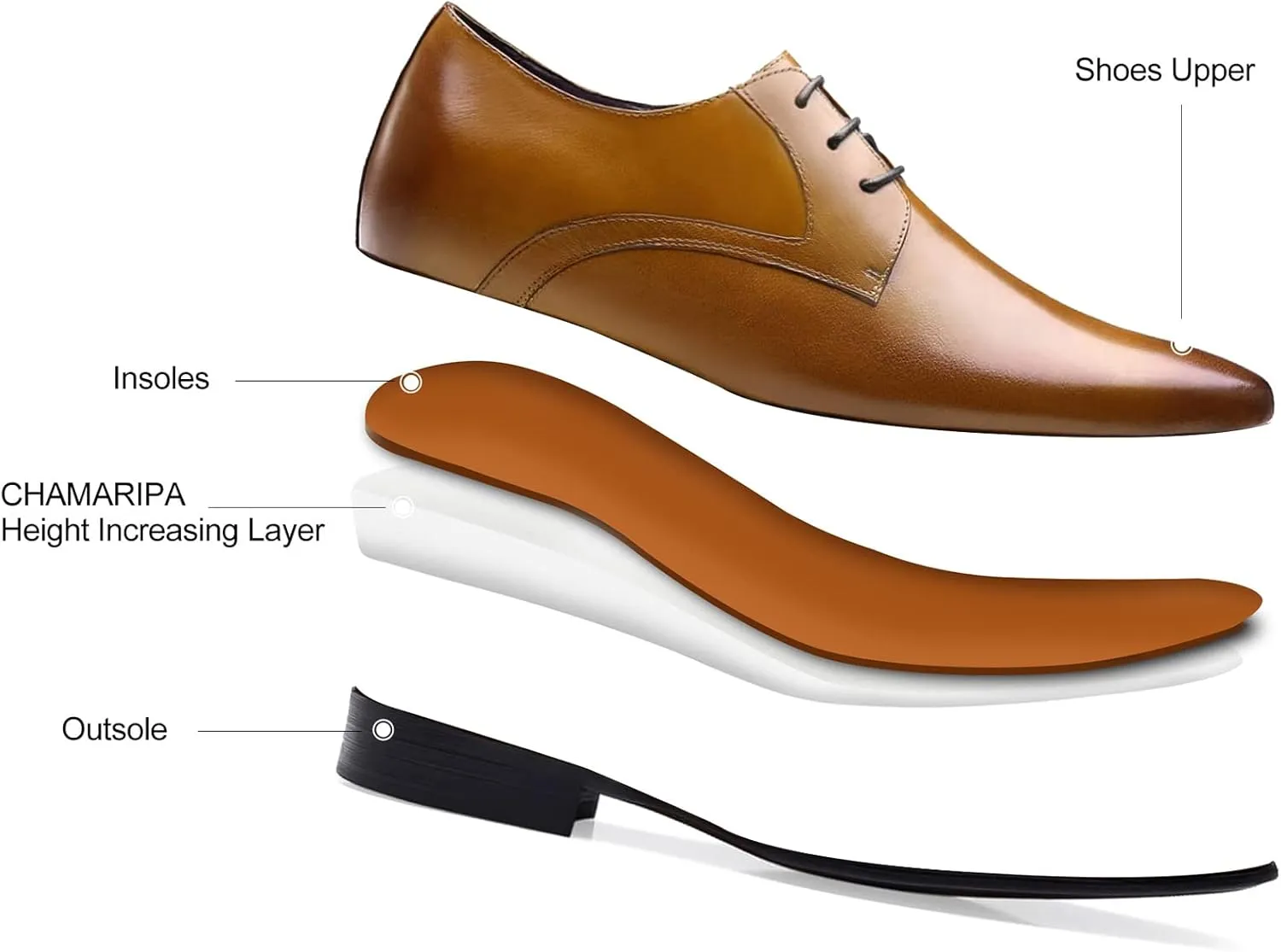 CHAMARIPA Elevator Shoes for Men Invisible Height Increasing Elevator Shoes Lace up Leather Formal Oxford Dress Tuxedo Lift Shoes Make You Taller