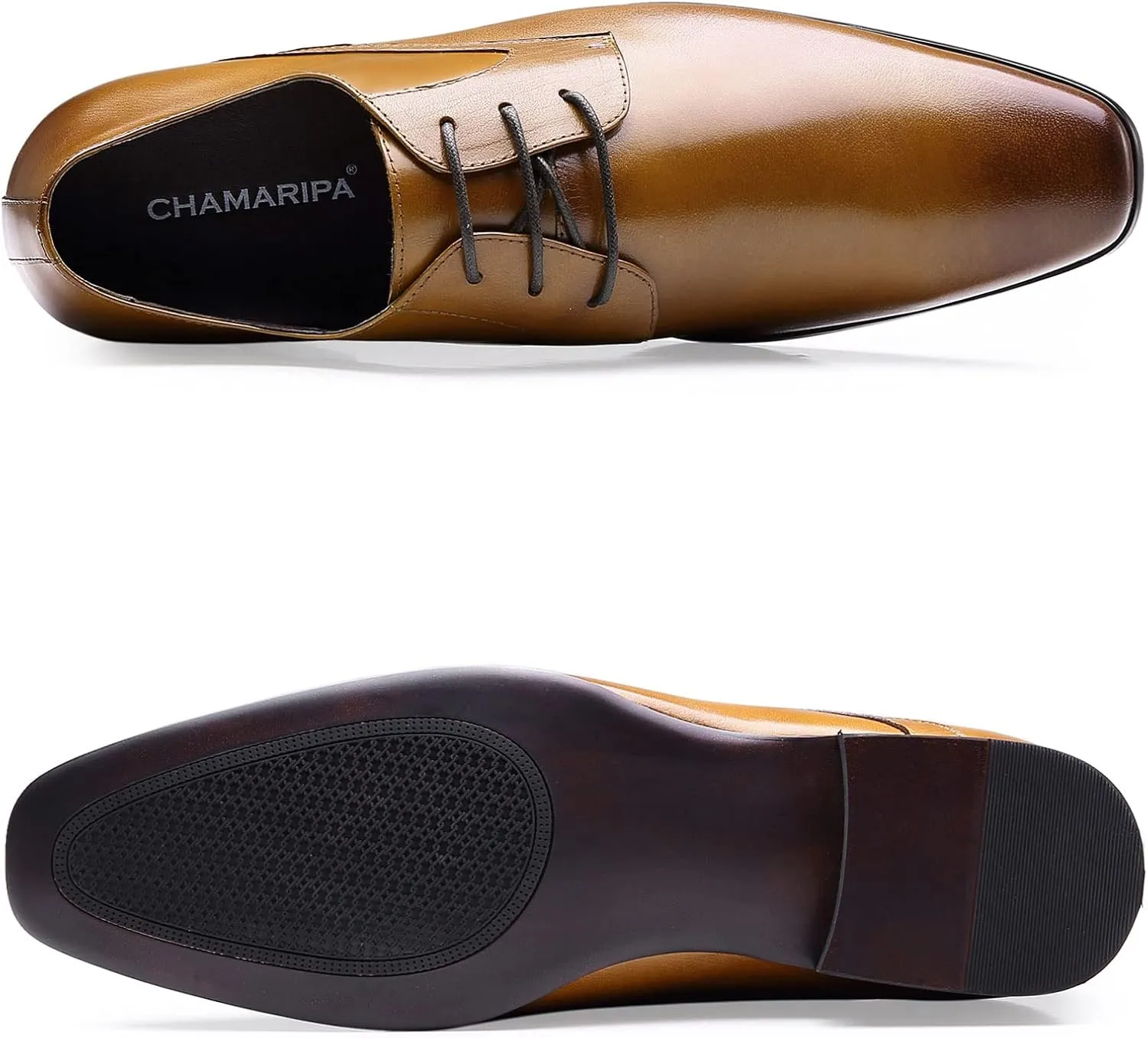 CHAMARIPA Elevator Shoes for Men Invisible Height Increasing Elevator Shoes Lace up Leather Formal Oxford Dress Tuxedo Lift Shoes Make You Taller