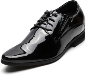 CHAMARIPA Elevator Shoes for Men Invisible Height Increasing Elevator Shoes Lace up Leather Formal Oxford Dress Tuxedo Lift Shoes Make You Taller