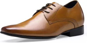 CHAMARIPA Elevator Shoes for Men Invisible Height Increasing Elevator Shoes Lace up Leather Formal Oxford Dress Tuxedo Lift Shoes Make You Taller