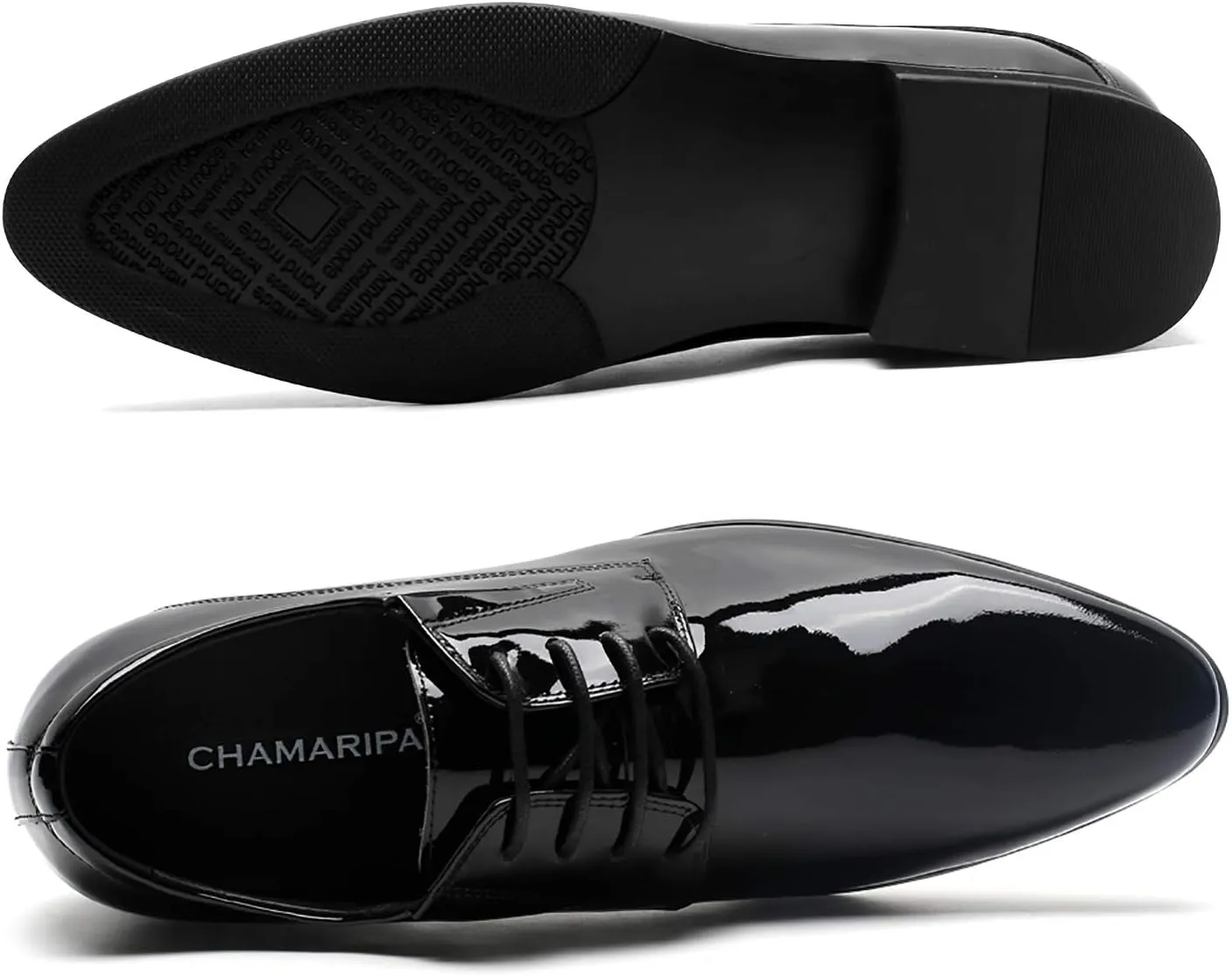 CHAMARIPA Elevator Shoes for Men Invisible Height Increasing Elevator Shoes Lace up Leather Formal Oxford Dress Tuxedo Lift Shoes Make You Taller