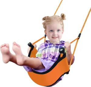 Children Outdoor Swing Seat With Adjustable Ropes - Kids Safety Playground Seat Replacement, Belt Swing for Indoor Outdoor Backyard Play (Orange)