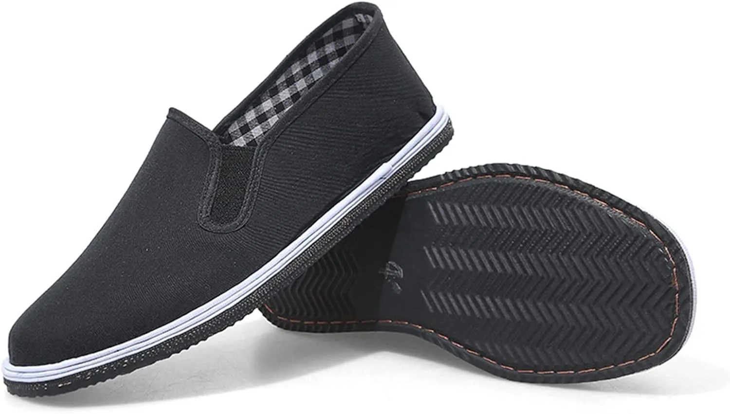 Chinese Kung Fu Shoes, Men Slip-On Martial Art Tai Chi Kung Fu Chinese Traditional Old Beijing Shoes, Fashion Qigong Trainerss Rubber Sole Black, Can Walk in The Garden and Trail