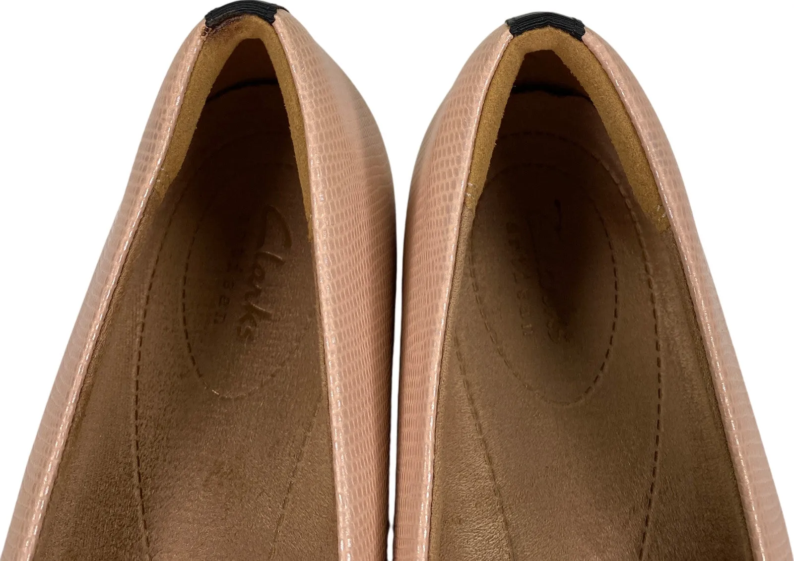 Clarks Artisan Women’s Pink/Black Keesha Leather Small Block Heel Loafers - 11