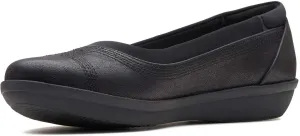 Clarks Women's Ayla Low Ballet Flat, Black Synthetic Nubuck, 6 M US