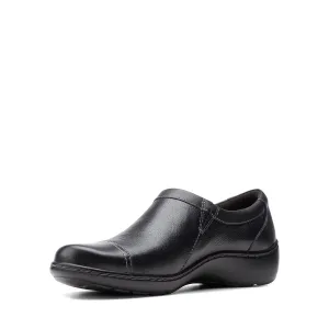 Clarks womens Cora Giny Loafer Flat, Black Tumbled/Smooth Leather, 11 US