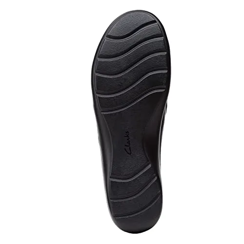 Clarks womens Cora Giny Loafer Flat, Black Tumbled/Smooth Leather, 9 US