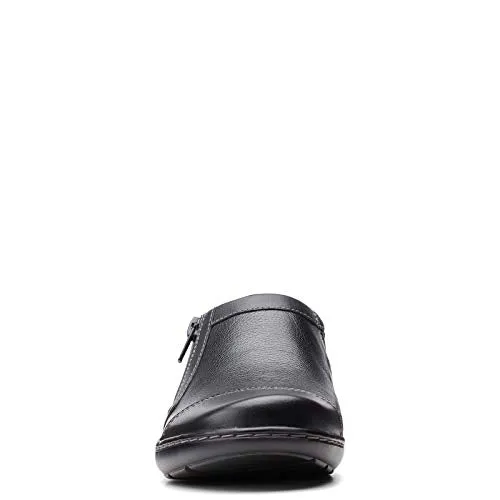 Clarks womens Cora Giny Loafer Flat, Black Tumbled/Smooth Leather, 9 US