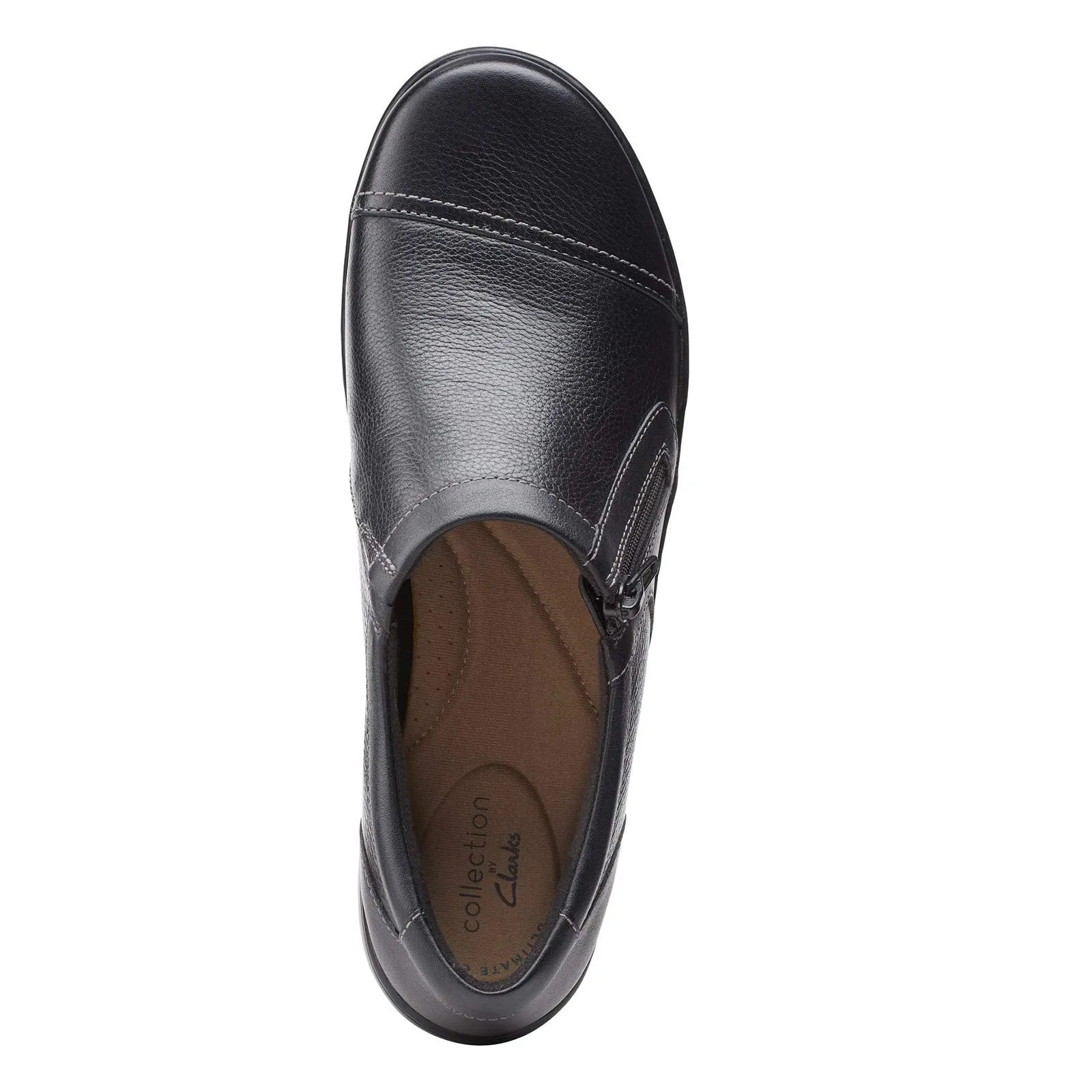 Clarks womens Cora Giny Loafer Flat, Black Tumbled/Smooth Leather, 9 US