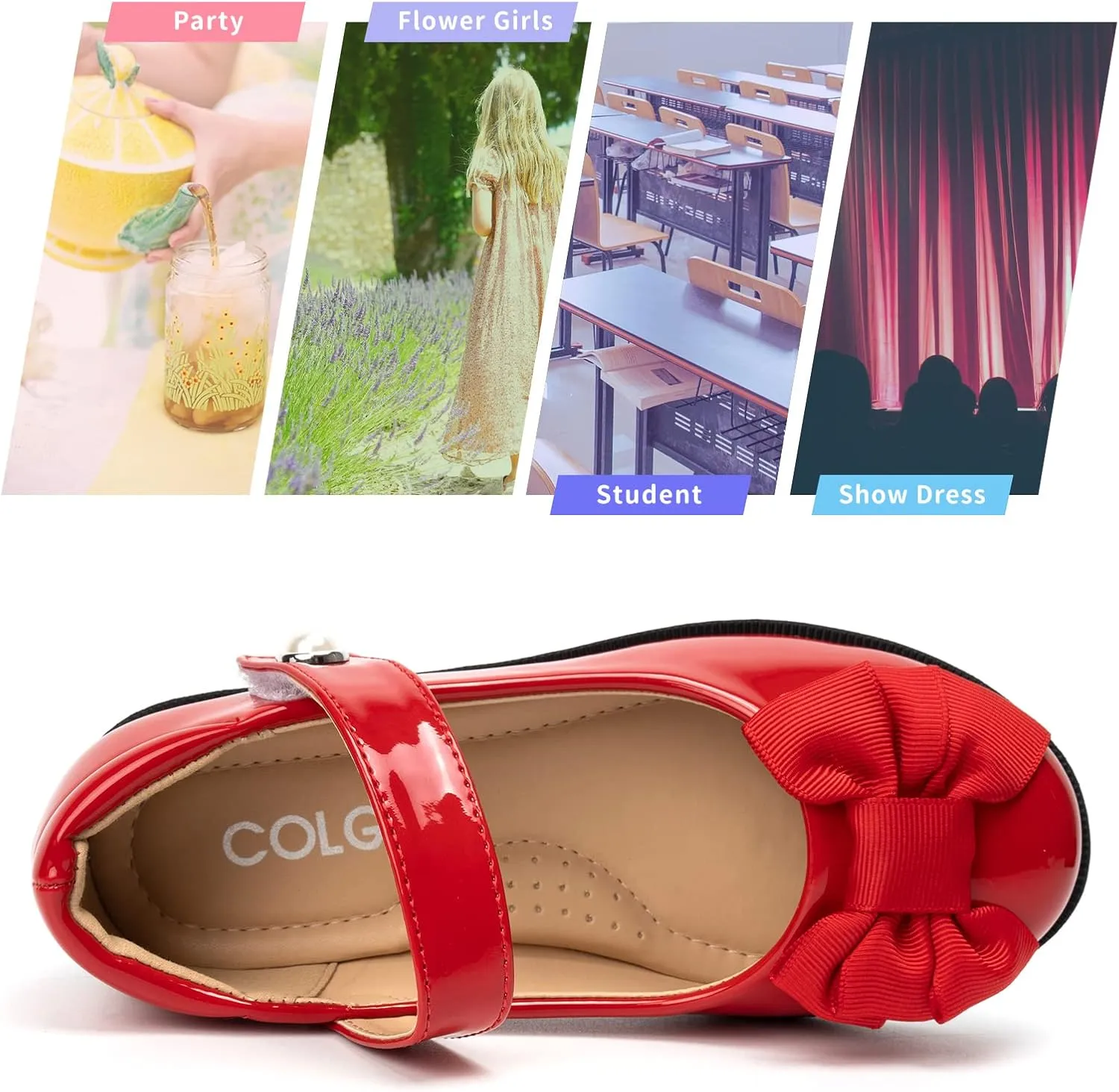 Colgo Girls Mary Jane Dress Shoes Toddler Little Kids Ballet Flats Flower Girls Princess School Shoes