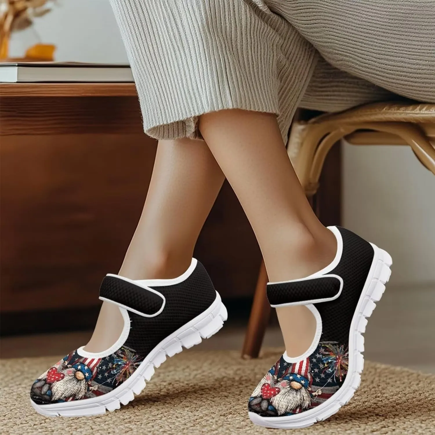 Coloranimal Mary Jane Flats Shoes for Women Dressy Casual Womens Mary Jane Shoes Magic Sticker Slip On Shoes Falts Shoes Mesh Ballet Shoes