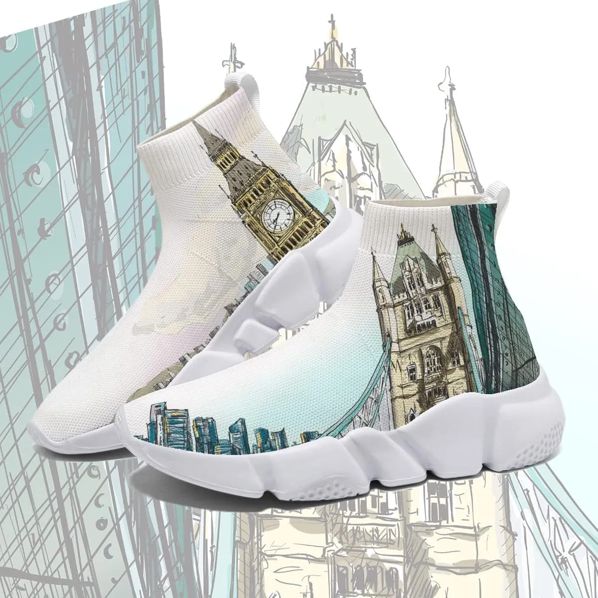 Comfortable Sock Shoes for Womens City Art Sneakers Casual Walking Shoes