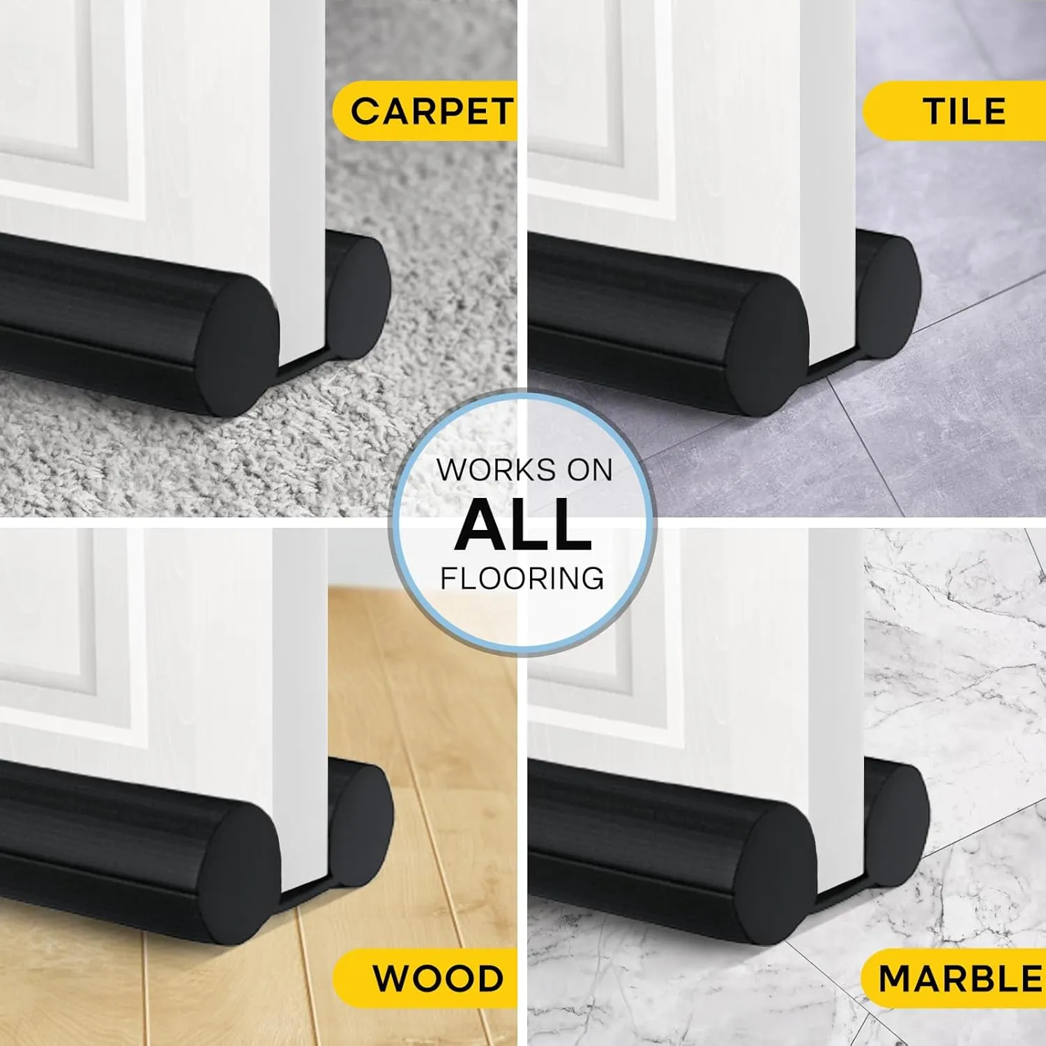 Comfyanno Under Door Draft Stopper - Bottom Door Gap Filler & Seal - Windproof Coating Cover - Fits 30” to 36” Door - Block Noise, Sound, Cold Air, Light, Wind - Easy Install Draft Blocker - Black