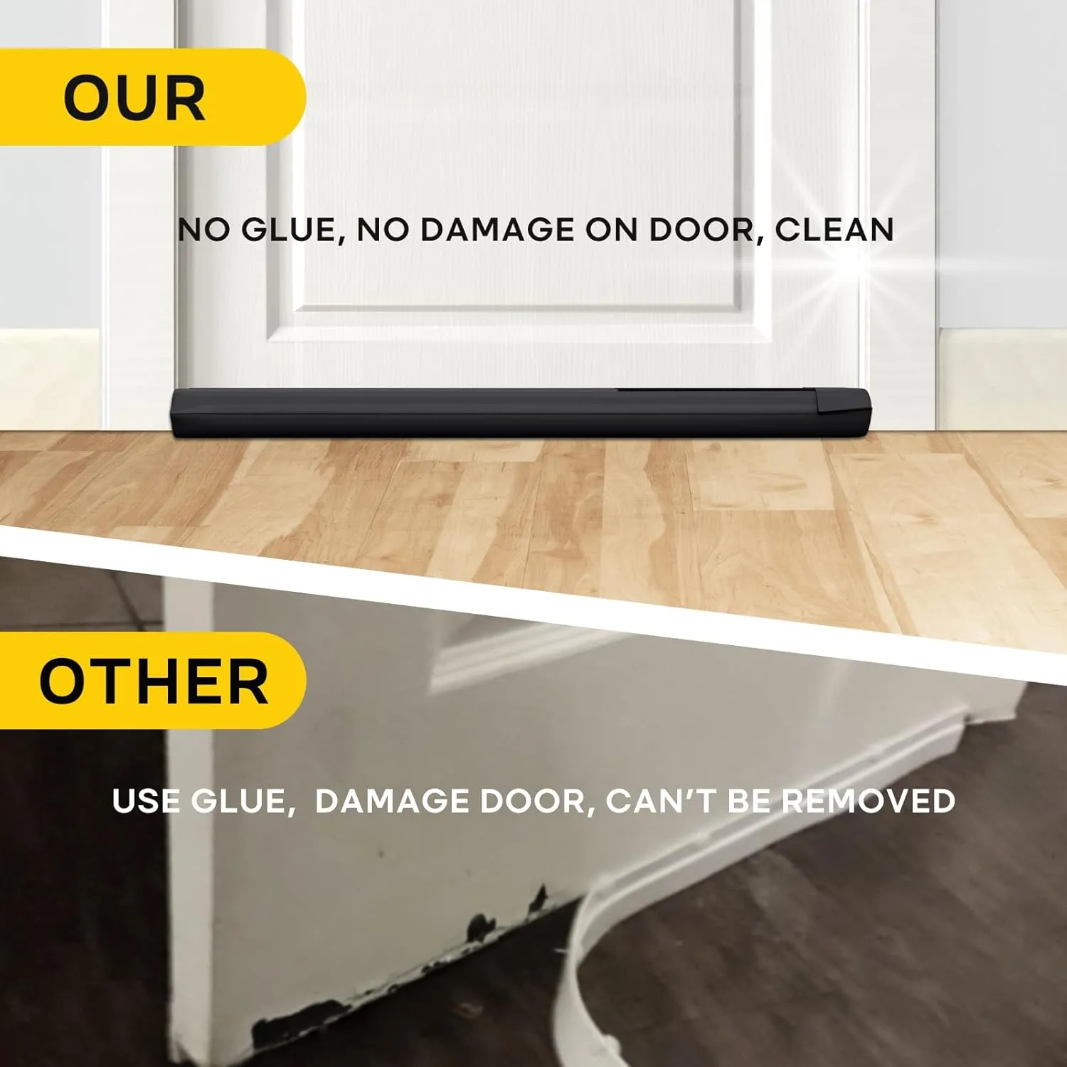 Comfyanno Under Door Draft Stopper - Bottom Door Gap Filler & Seal - Windproof Coating Cover - Fits 30” to 36” Door - Block Noise, Sound, Cold Air, Light, Wind - Easy Install Draft Blocker - Black