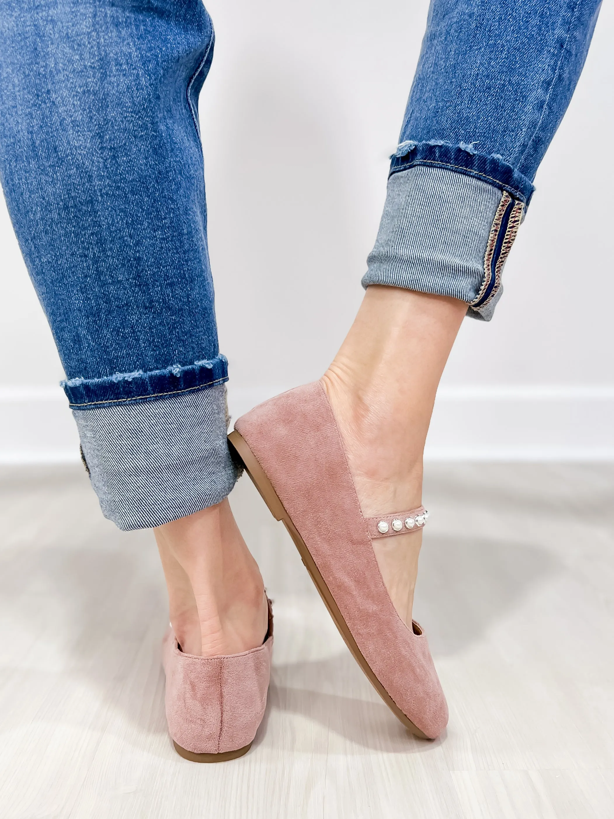 Corkys Tea Time Ballet Flats in Blush Faux Suede