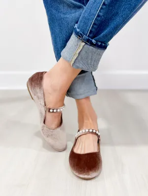 Corkys Tea Time Ballet Flats in Taupe Velvet