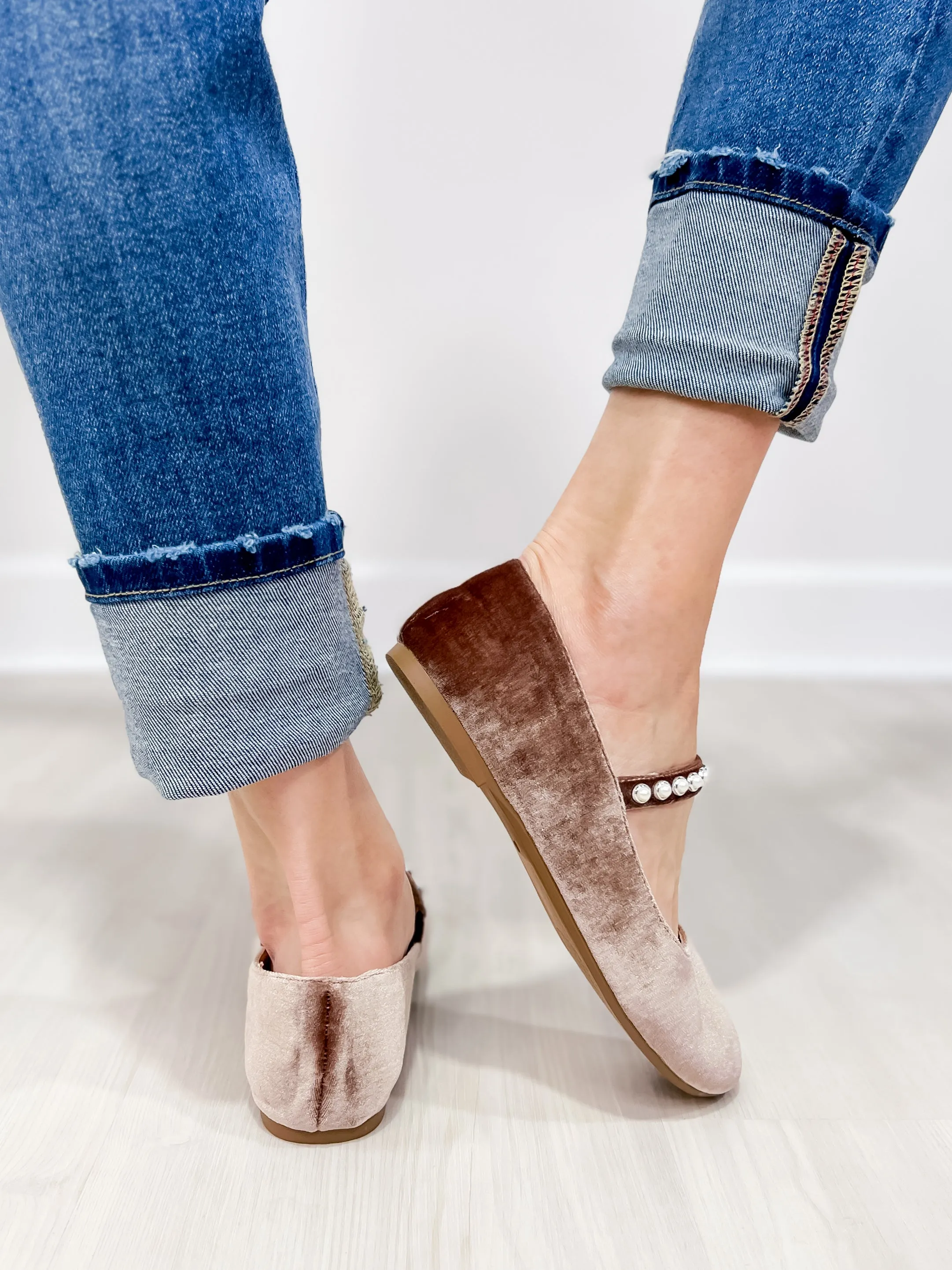 Corkys Tea Time Ballet Flats in Taupe Velvet