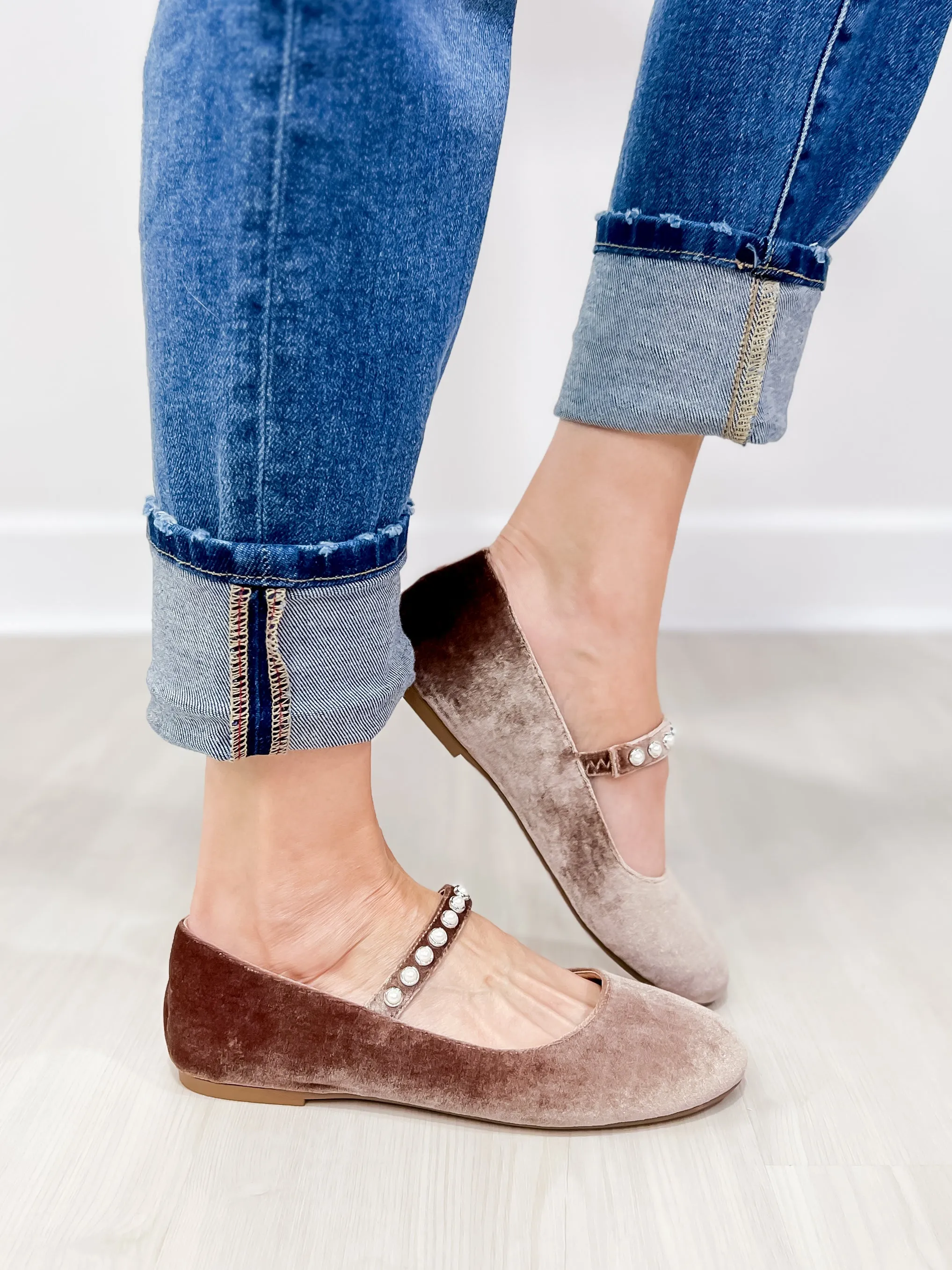 Corkys Tea Time Ballet Flats in Taupe Velvet