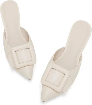 Coutgo womens Pointed Toe Mules Flats