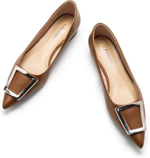 C.Paravano Flats Shoes for Women Pointed Toe Flats Dressy Flats Ballet Flats Shoes Patent Leather Shoes Comfortable Slip On Flat