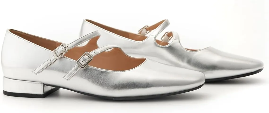 C.Paravano Luxury Mary Jane Ballet Flats: Adjustable Double Straps & Square Toe|Premium Comfort for Gallery Openings, Spring Brunches|Style w/Midi Skirts or Cropped Trousers