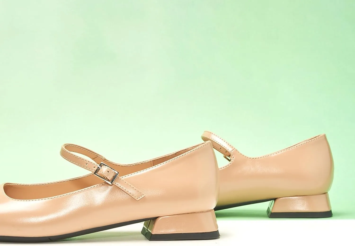 C.Paravano Women's Mary Jane Flats Adjustable Strap & Square Toe | Memory Foam Comfort | Perfect for Office, Weddings, Travel