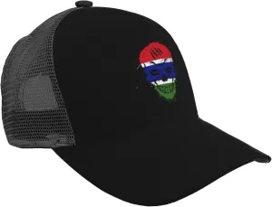 Creative Gambia Patriot Skull National Flag Baseball Cap for Men Women Breathable Mesh Back Baseball Caps Adjustable Casual Outdoor Hat Trucker Hats Dad Cap