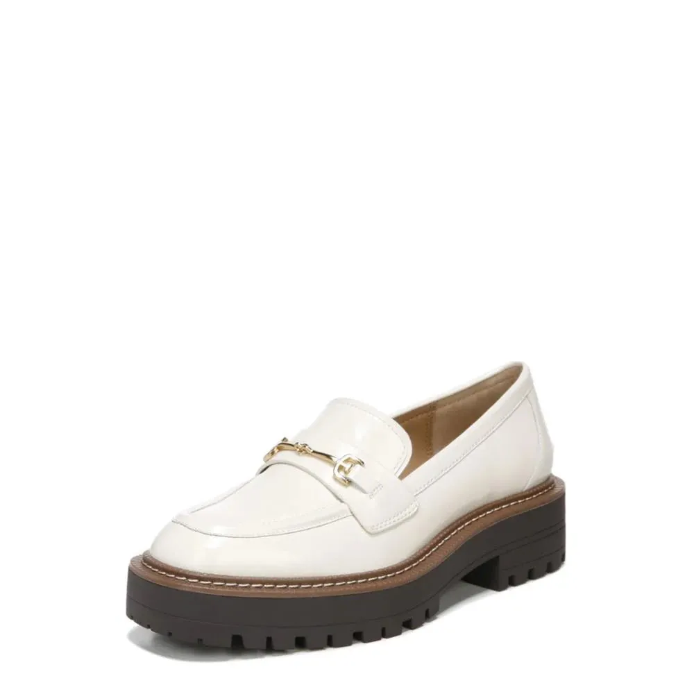 Creative Slip Sam Heel On Ivory Leather Rounded Toe Premium for less Chunky Loafers Laurs Edelman