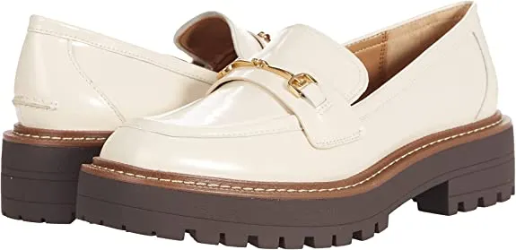 Creative Slip Sam Heel On Ivory Leather Rounded Toe Premium for less Chunky Loafers Laurs Edelman