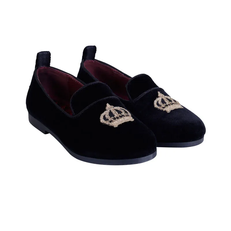 Crown Patch Velvet Loafer