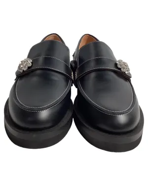 Crystal Embellished Loafer Platform Shoes